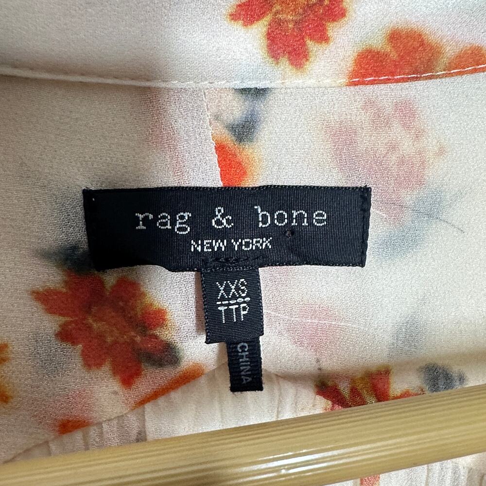 RAG & BONE Bailey Floral Smocked Dress Autumn Crisp Sz XXS $485 {LL1} - Picture 7 of 8